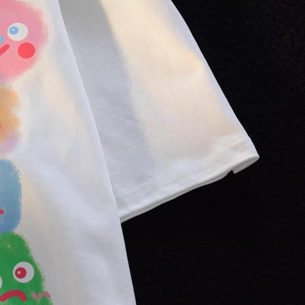 Unisex Retro Cartoon Print Cotton T-Shirt, Plus Size, Loose Fit, Short Sleeve
