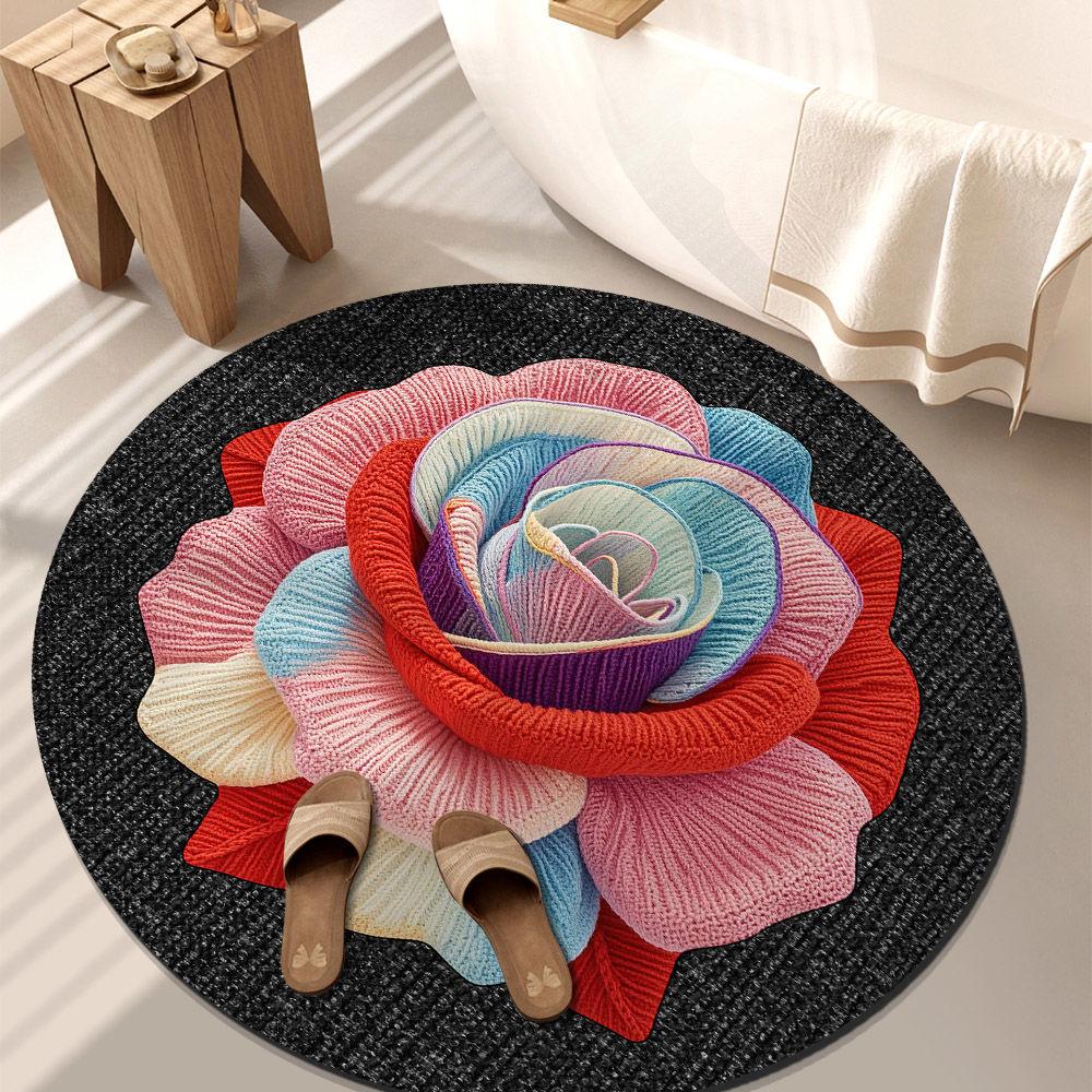 

Главная Гостиная 3D Напольный коврик Спальня Цветочный ковер Домашний Пион Цветочный Лепесток Круглый коврик Diameter 60 cm
