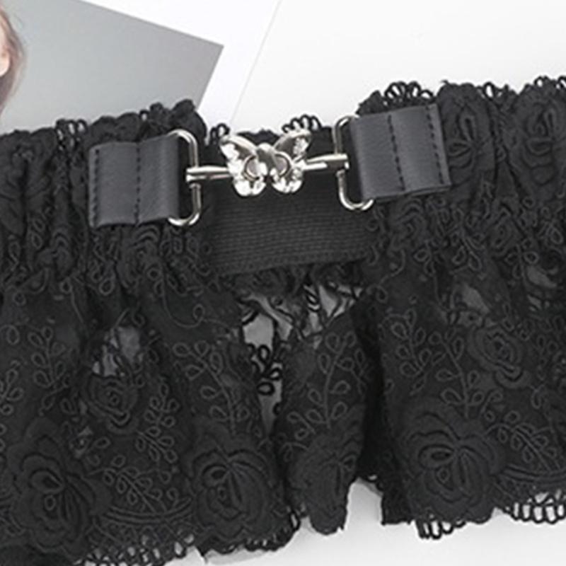 Adjustable Waist Cincher Belt Elastic Support Stretch Belt For Daily Wear Fitness Gym Classical Black Lace