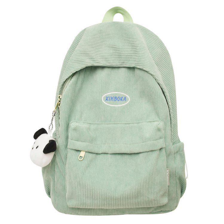 Minimalist Corduroy Backpack - Cute Japanese & Korean Style for Girls