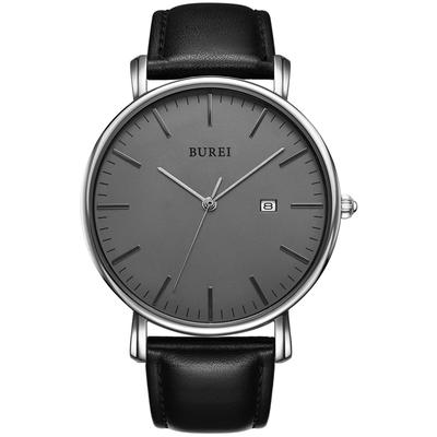 Uhr leder beliebte marke analog einfache wasserdichte uhr männer männer (silbergrau schwarz) [Artikel]