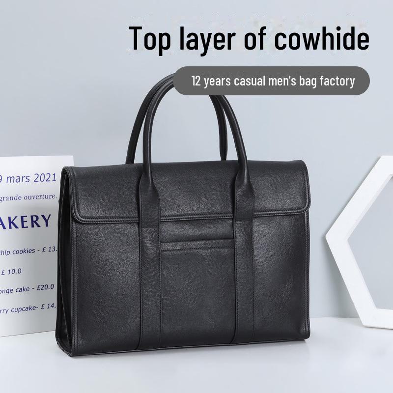 

Мужской деловой портфель из натуральной кожи высшего качества - большая вместимость, модная сумка из коровьей кожи 88336-3, without shoulder strap