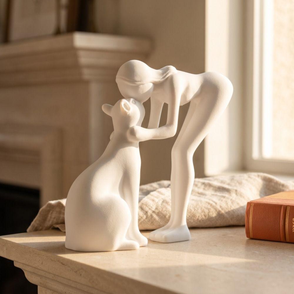 Nordic-Style Cute Cat Figurine Decoration Desktop Ornaments Kissing Cat Statues Home Office