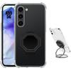 Protective Case - Samsung - Galaxy A55 5G - Transparent Silicone - Shockproof - Black Metal Ring