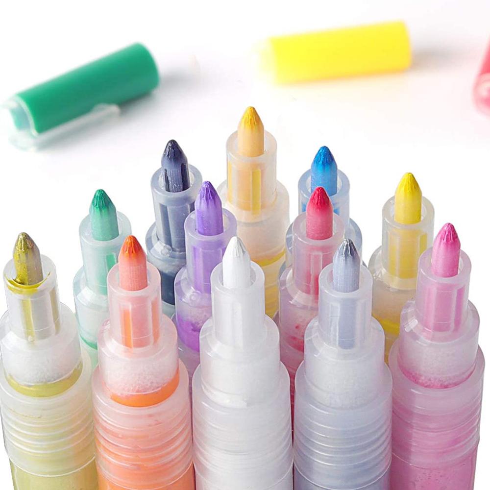 Acrylic Paint Pens 12 Colors Acrylic Paint Markers   Craft Marker Pen for Stone Glass Wood Metal Ceramics
