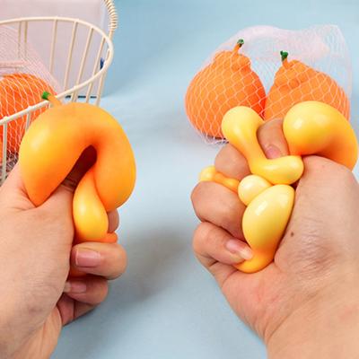 1/2/3/Pcs Orange Squeeze Toy with Mesh Bag Stress Relieving Dekopon Tangerine Toy Stretchy Anti-anxiety Simulation Fruit Sensory Fidget