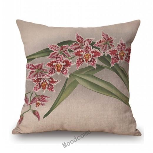 Pink Yellow Orchid Flower Hand Drawing Sketch Painting Home Decorative Sofa Throw Pillow Case Floral Car Seat Cushion Cover Case