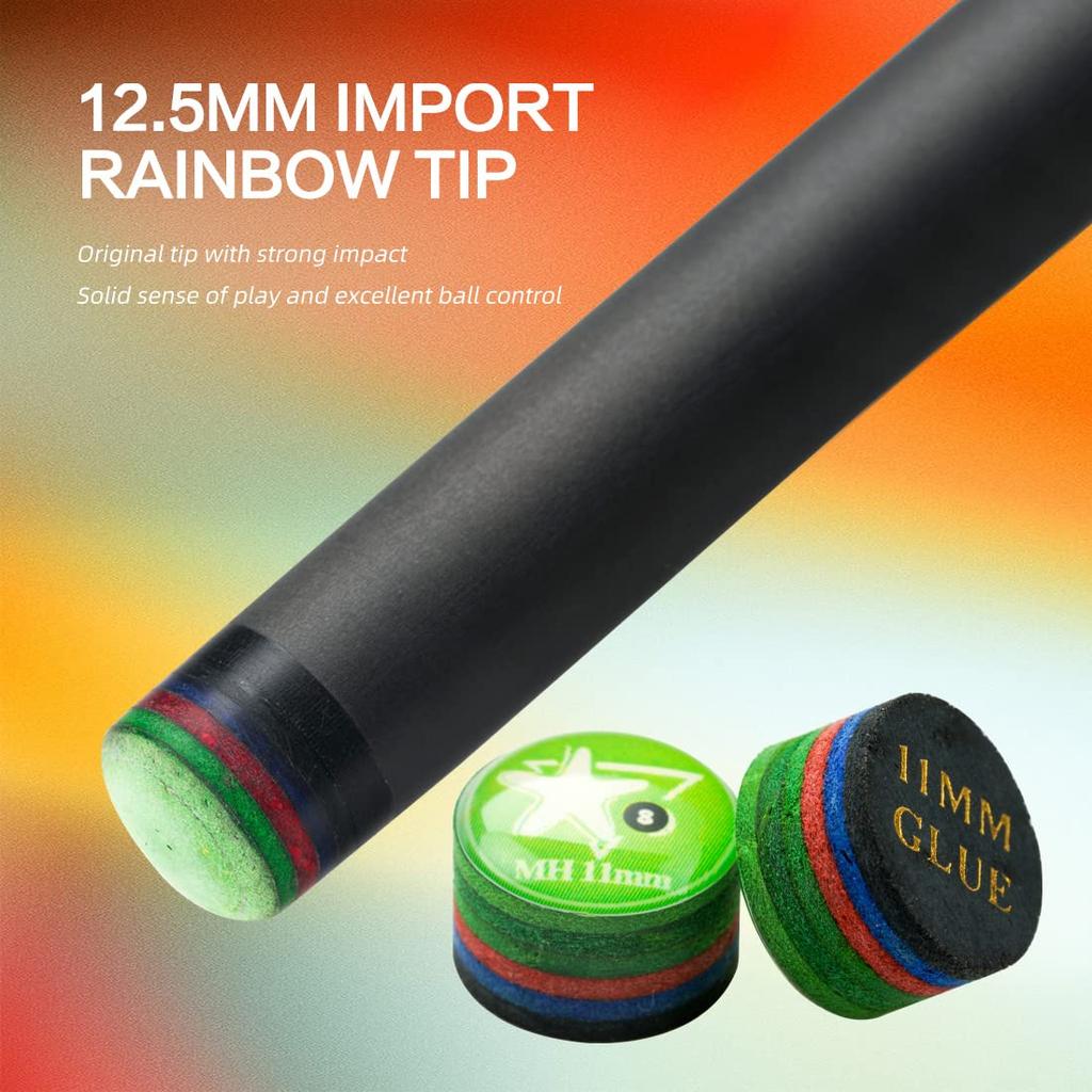 KONLLEN Carbon Fiber Pool Cue Stick, 58-inch, Adult, Full Carbon Technology, Low Deflection Pool Cue, Billiard Cue with 12.5mm Tip (Easy Control, Pro