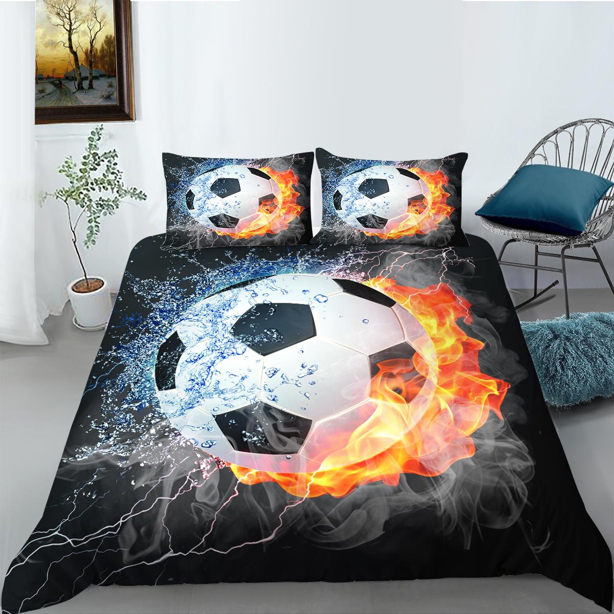 

Домашний комплект постельного белья с футбольным узором, пододеяльник, комплект постельного белья, полноразмерная односпальная/двуспальная кровать, украшение дома AU Single 140x210cm