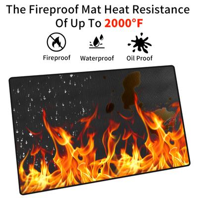 Large Fire Blanket Double-Sided Fireproof Grill Pad Under Grill Mat Grill Fireplace Fire Mat Oil-Proof Waterproof BBQ Protector