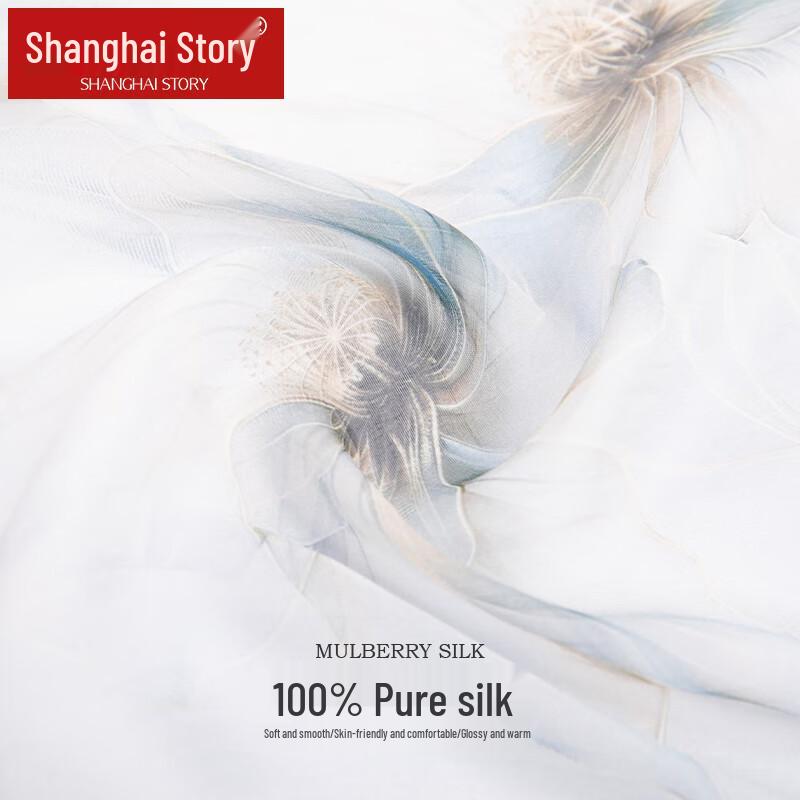 Shanghai Story Women's Printed Mulberry Silk Long Scarf Gift Set