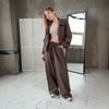 Amazon Europe and the United States new casual women's clothing fashion solid color drawstring sports jacket trousers set two-piece set