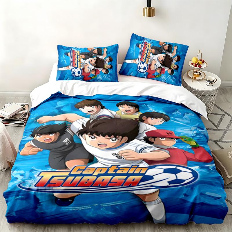CAPTAIN TSUBASA 3pc Set Perfect for Bedroom Use Comfortable Bedding Set Includes a Duvet Cover and Two Pillowcases Ideal Birthday or Christmas Gift