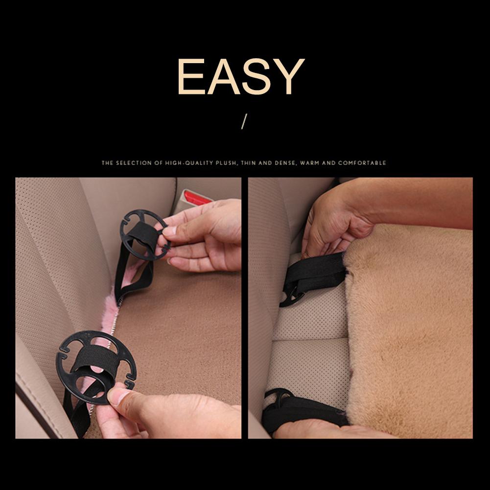 Car Seat Cushion Winter Plush Rabbit Fur Winter Warmth Thick Wool One Piece Square Cushion for Main Driver or Co-pilot