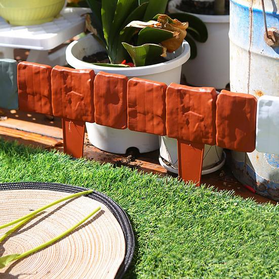 Imitation Stone Garden Fence, Garden Landscape Edging Border, Interlocking Plastic Retaining Edging Border, Decorative Picket Panels for Flower Bed