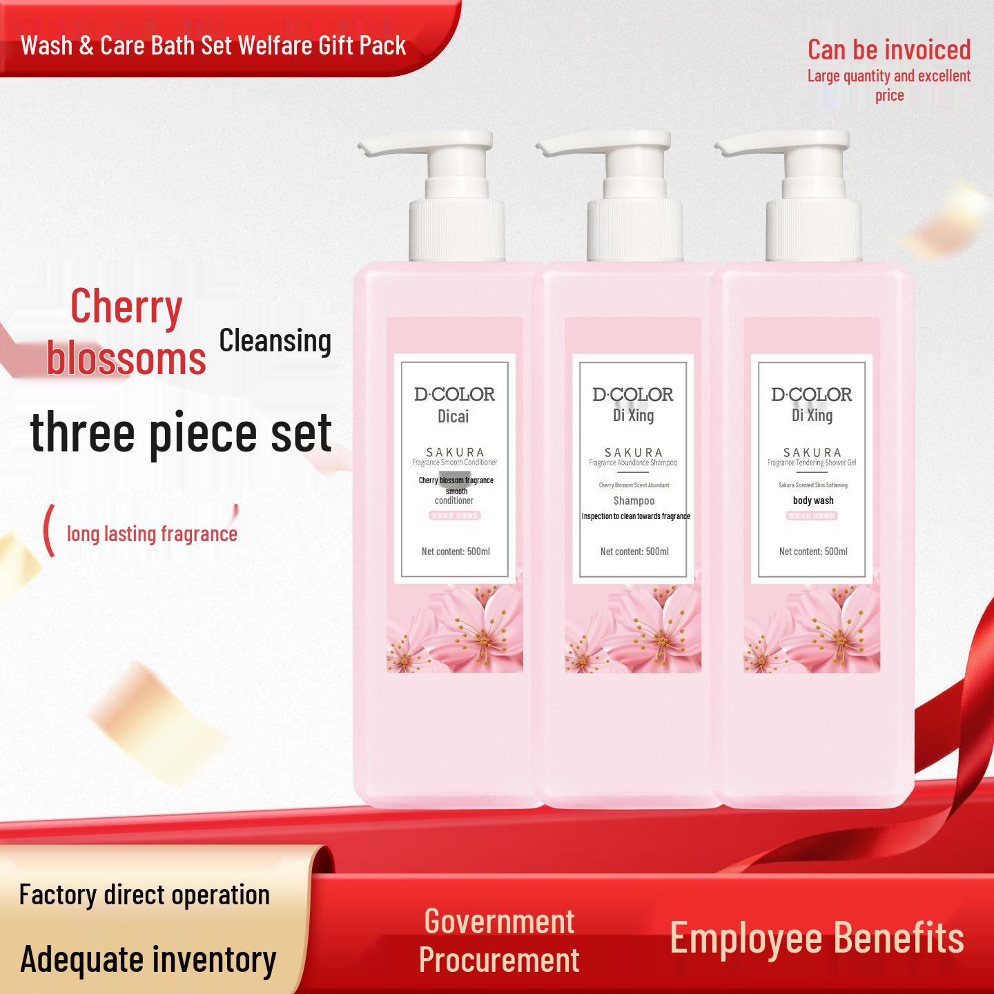 Enterprise Employee Sakura Fragrance Shampoo & Shower Gel 500ml*3 Shampoo and Shower Gel Set