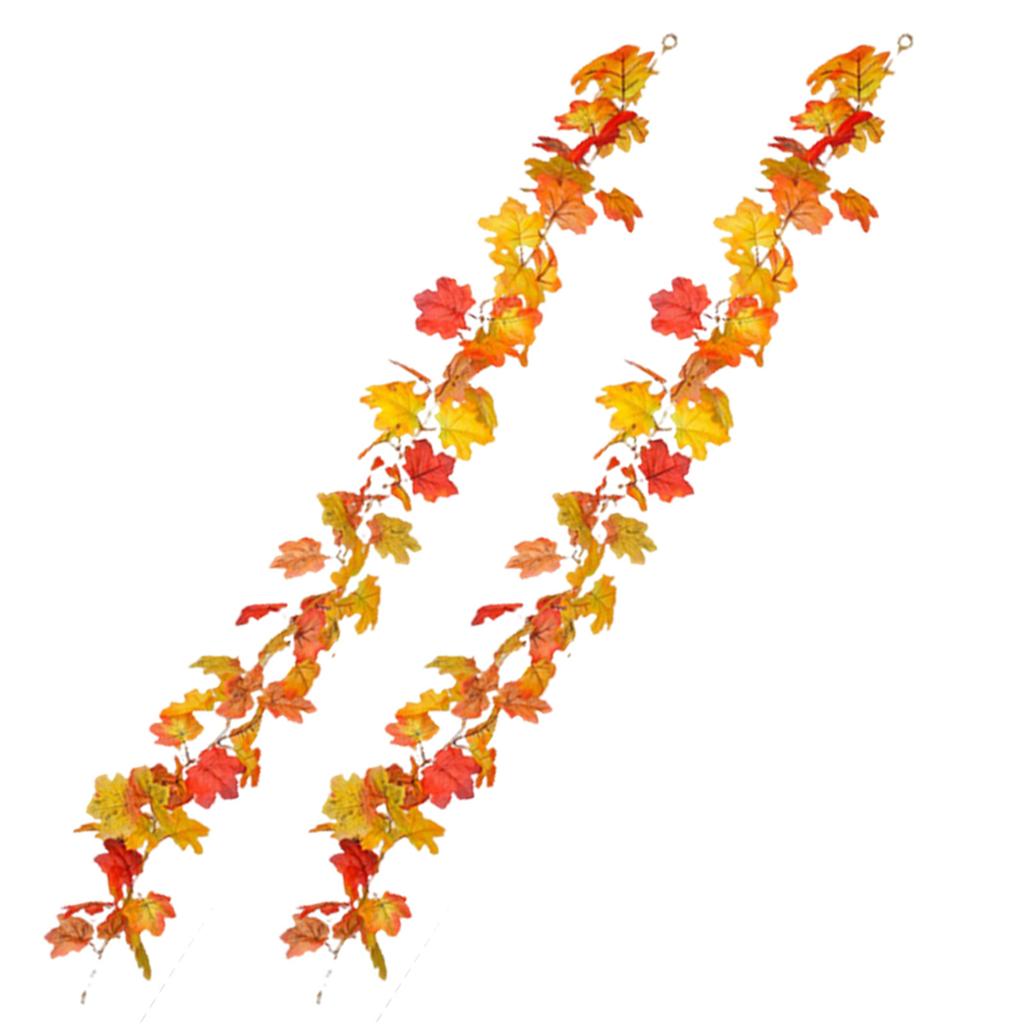2Pcs Artificial Autumn Fall Maple Leaf Garland Artificial Maple Leaf Vine Garland Fall Leaves Decor Garland for Home Garden