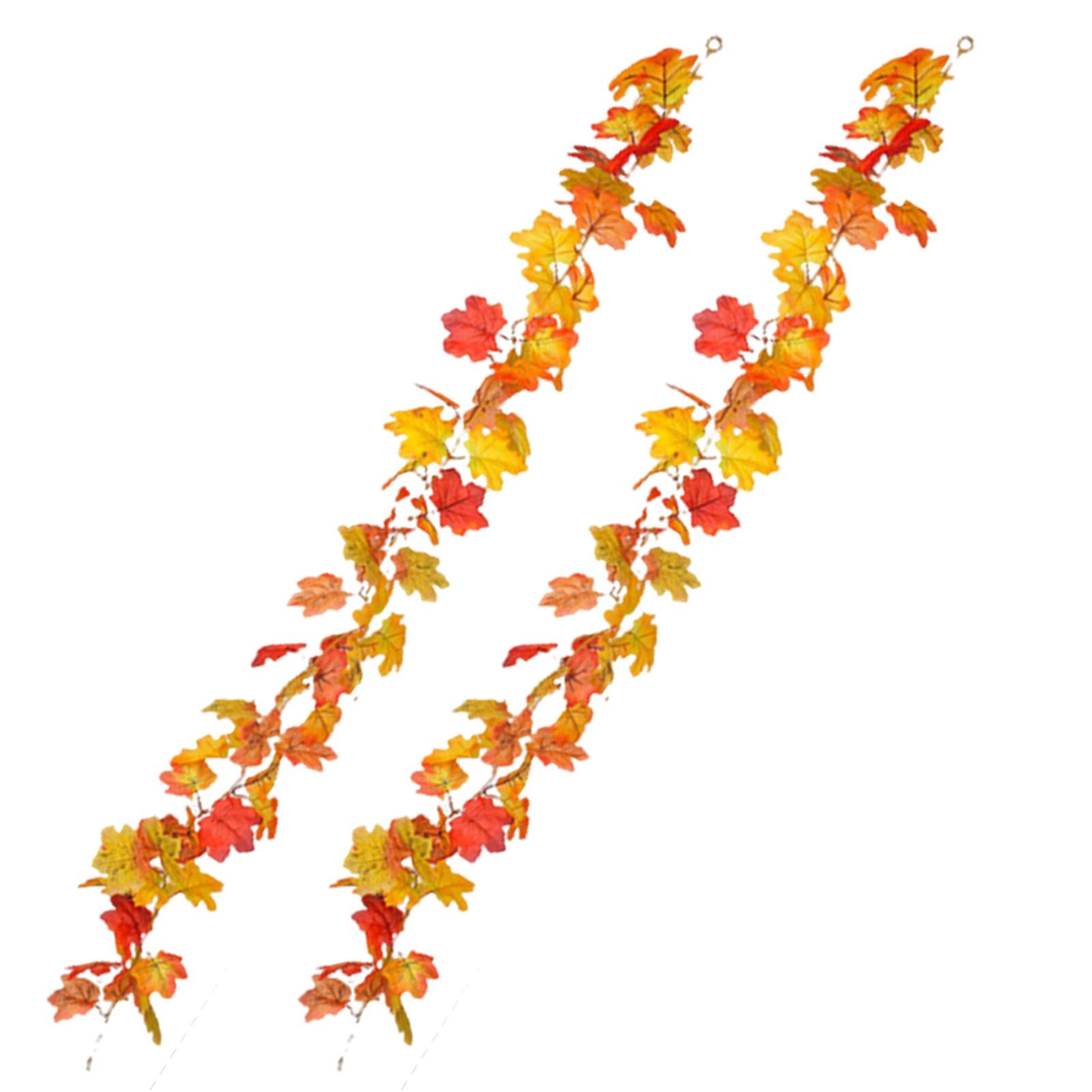 2 Packs Fall Maple Leaves Garland Artificial Autumn Fall Maple Leaf Garland Artificial Maple Leaf Vine Garland for Home Garden