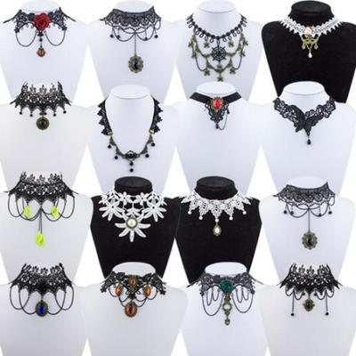 Gioielli vintage fatti a mano con collana girocollo in pizzo gotico retrò con nappa