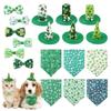 Pet Irish Festival Hat Scarf Set Cat Saliva Towel Adjustable Clover Headgear Combination