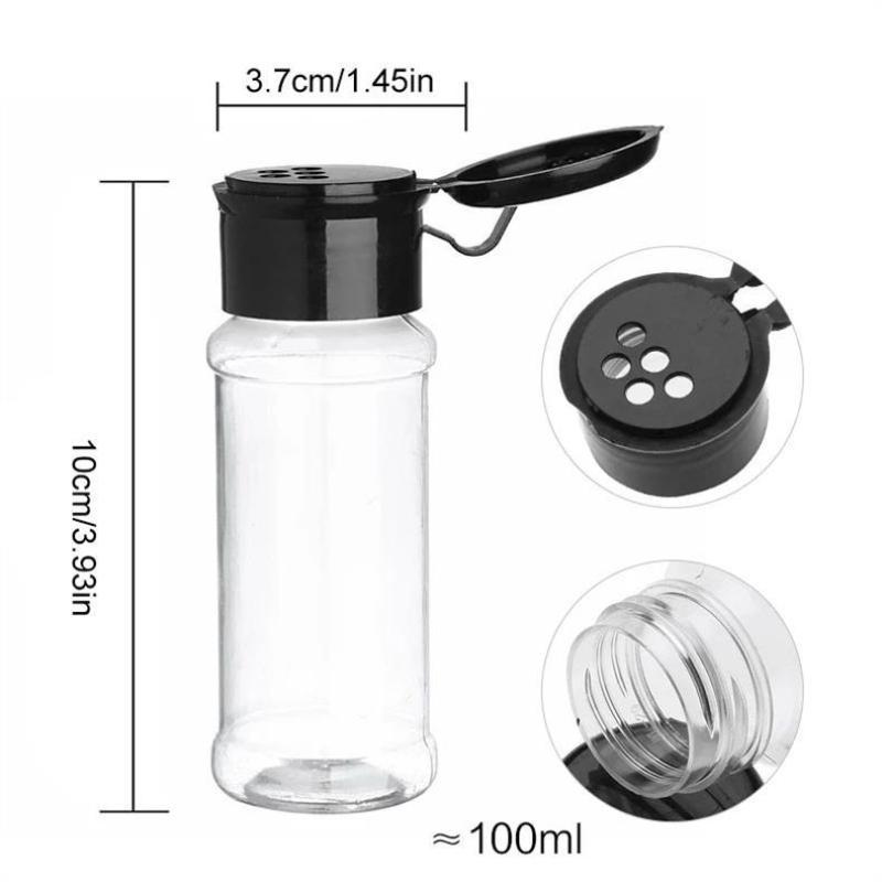 5/10/15Pcs 100Ml Empty Jars Plastic Spice Bottles Set For Storing Barbecue Seasoning Salt Pepper With Spice Rack Holds