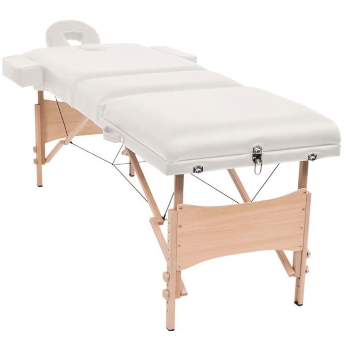 VidaXL Table de massage pliable et tabouret 10 cm d'épaisseur Blanc 110156
