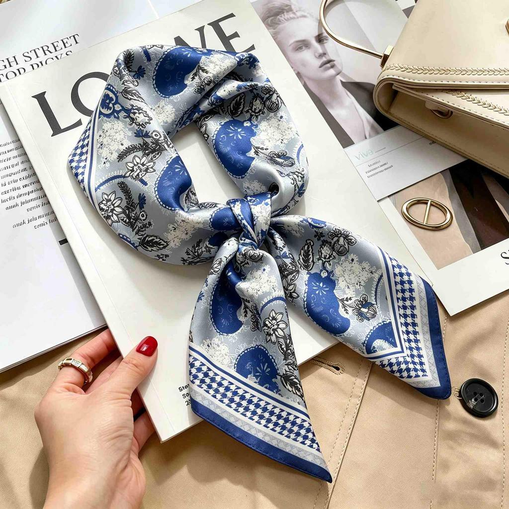 Versatile Faux Silk Small Square Scarf - Elegant Neck Accessory for Spring and Summer