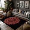 Bohemian Area Rug Mandala Pattern Non-Slip Floor Mat Home Decor Meditative Design Southwestern Style Tribal Accent Living Room R