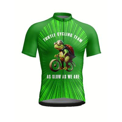 Sommer Schnelltrocknend Atmungsaktiv Radtrikot mit 3D Schildkröten-Print - Herren Polyester Kurzarm Sportjacke, Rundhals MTB und Rennradfahren