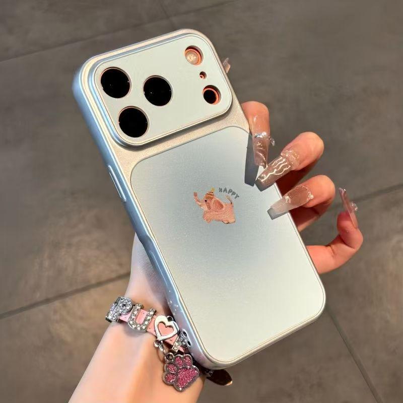 

Happy Elephant Blue Case for iPhone 16 Pro Max & Apple 17, Electroplated Instant Window Design iPhone 16 Pro Max