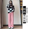Black Chenier Wide Leg Pants Women's Pants Autumn and Winter Fleece Thickened Straight Pants Casual Skinny Corduroy Pants