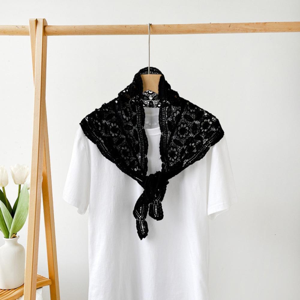 White Lace Shawl Fake Collar Hip Scarf Simple Flower Scarves  Female