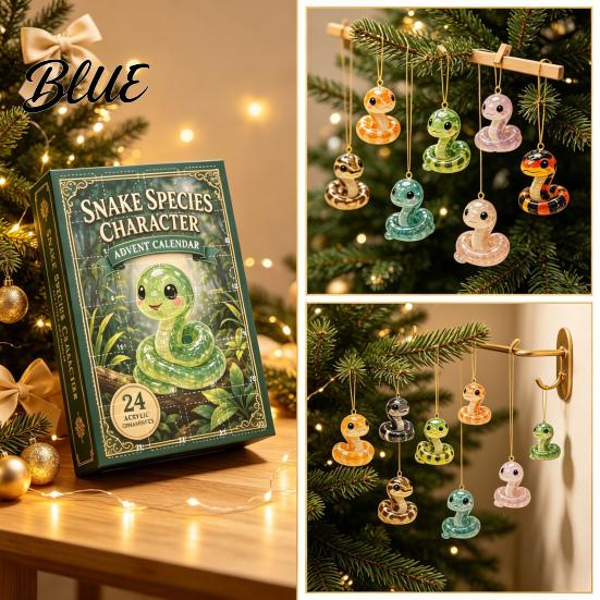 Christmas Advent Calendar for Decorations Days Acrylic Calendar 24 Cartoon Snake 2D Flat Figures Collectibles