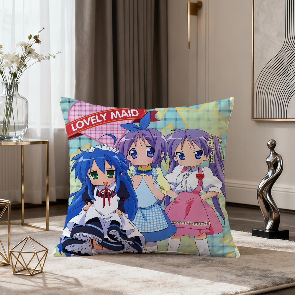 Anime Lucky Star Kawaii Cartoon cushion cover soft Comfort Pillowcase for Sofa nap Living Room party Home pet Decor Pillowcover