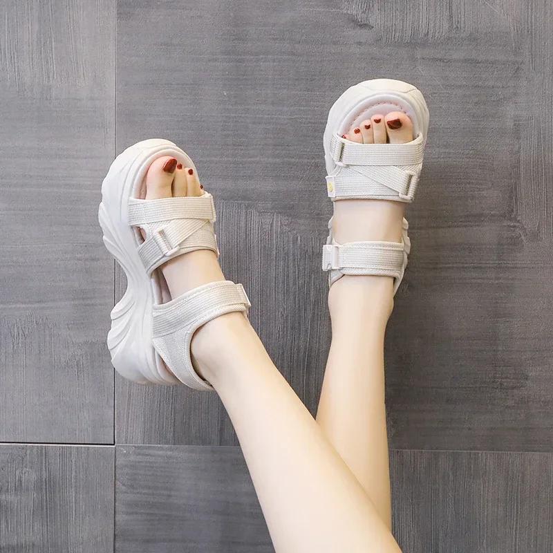 Summer Thick-soled Elevated Beach Casual Sneakers, Fashionable, Breathable and Comfortable Women's Sandals Zapatos Mujer