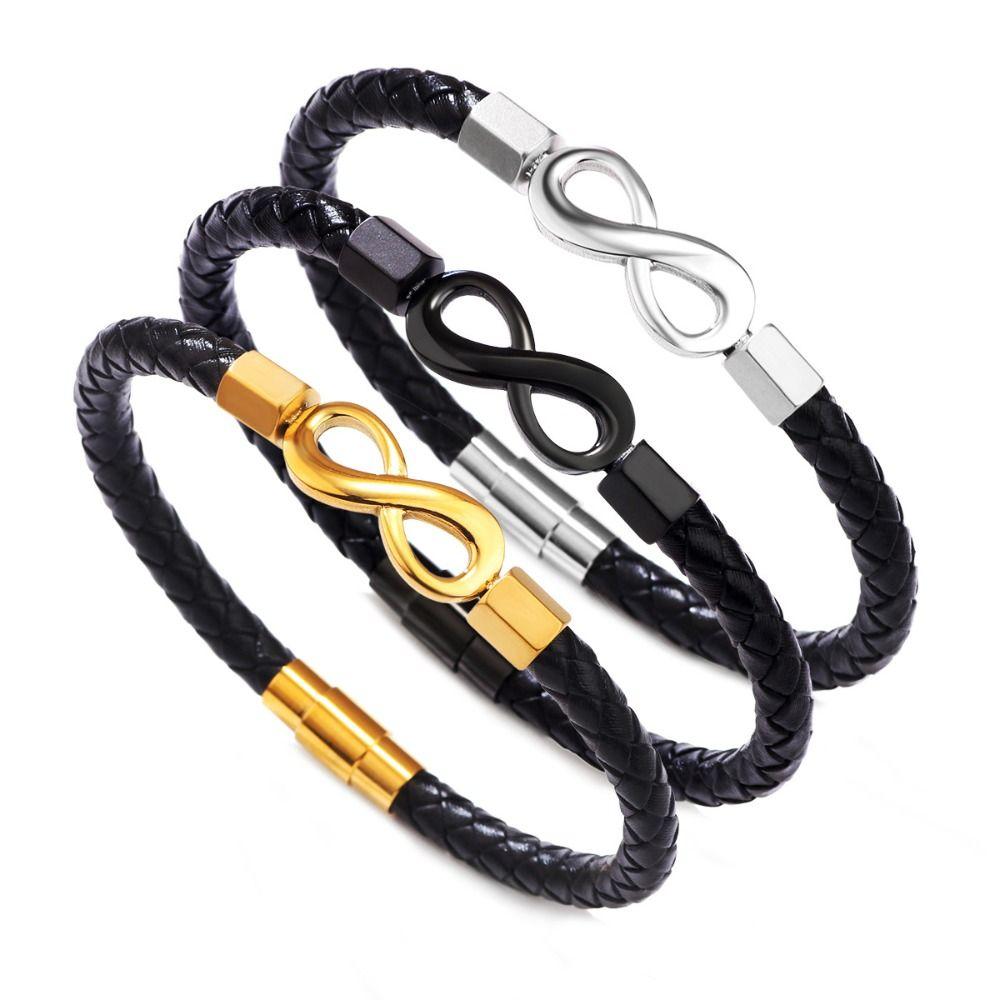 Bangles Men Bracelet Stainless Steel Braided Bracelets Classic NO.8 Bracelet  Jewelry Gifts