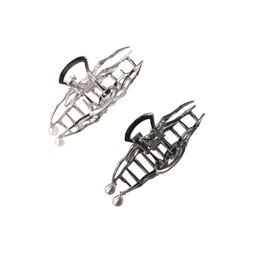 Punk Hollow Spider Hair Claw Rhinestone Pearl Large Shark Clip Y2K Hair Accessories Metal Hair Claw Party