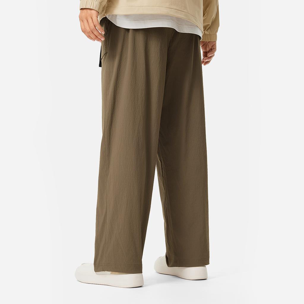 Li Ning Série Lifestyle Sportif Imperméable Couleur Unie Ample Confortable Jambe Large Coupe Droite Taille Moyenne Pantalon Décontracté d'Hiver Homme pantalon AYKUA15-3