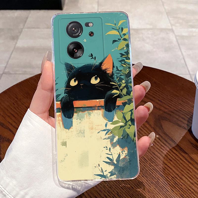 Jelly Casing For Xiaomi 13T Coque For Xiaomi 13T Pro Clear Silicone Soft TPU Back Cover Cute Cat Rabbit Heart Protective Case