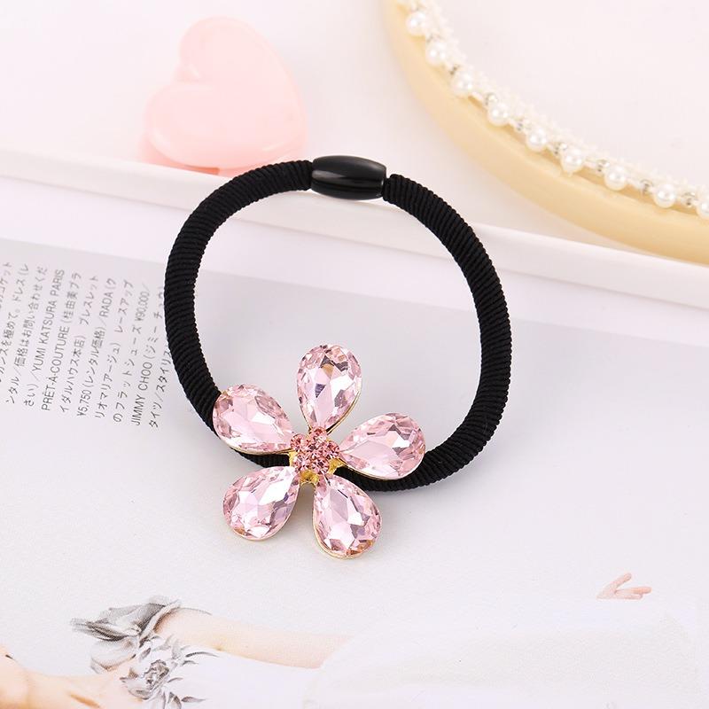 Korean Fashion Rhinestone Elastic Hair Rubber Bands For Girls Tie Hair Ring Rope Scrunchie Office Accessories Ponytail Headdress