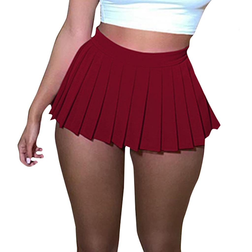 Damen Sommer Täglich Einfarbig Sexy Kurzer Faltenrock