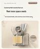 Bamboo Wood Grain Chopstick Holder with Draining Rack