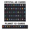 12x7cm Crystals Healing Cards, Oracle Deck Games Electronic Guidebook 60 Pcs Cards (48 Crystal Cards & 12 Zodiac Cards)