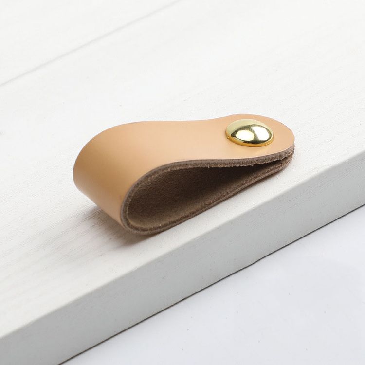 Furniture Wardrobe Head Layer Leather Pull Handles Children's Anti-Collision Cabinet Door Drawer Leather Handle
