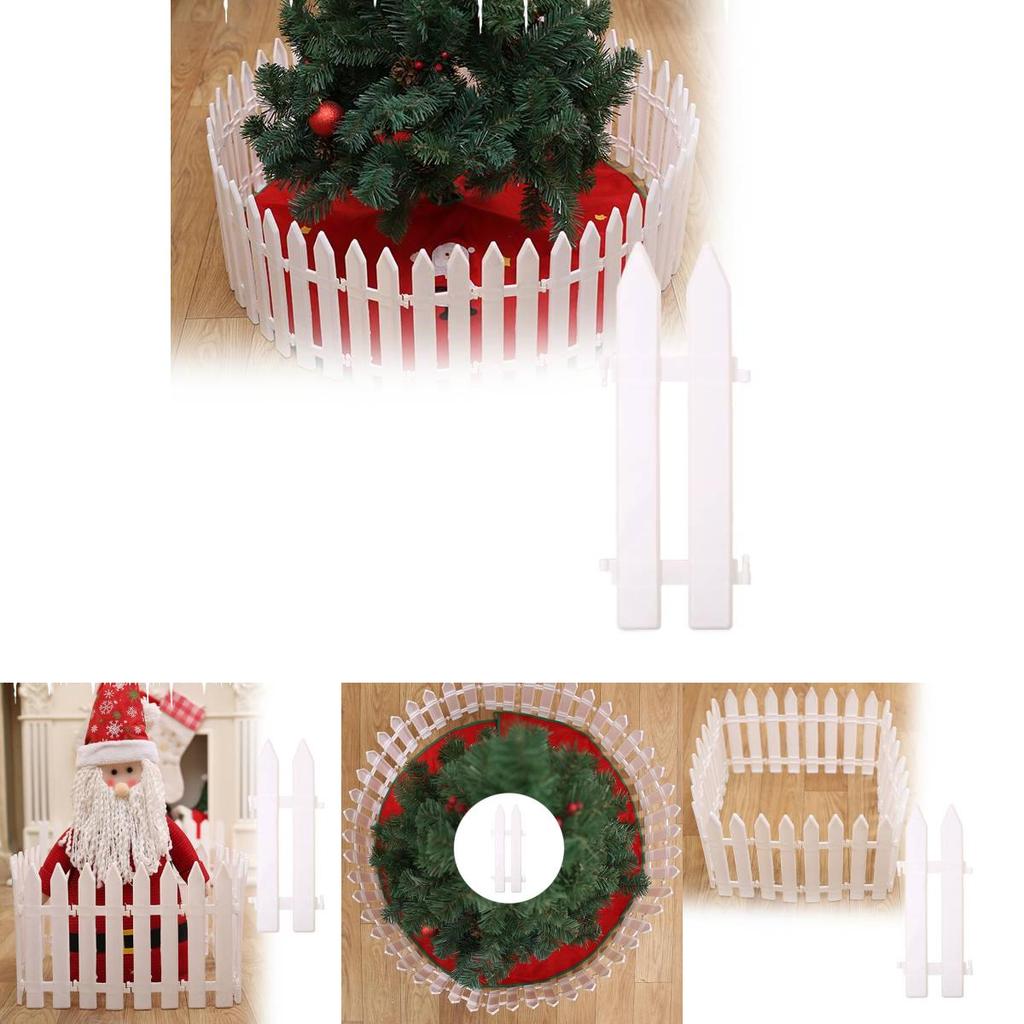 Durable White Plastic Fence For Christmas Tree Decoration And Garden Holiday Display