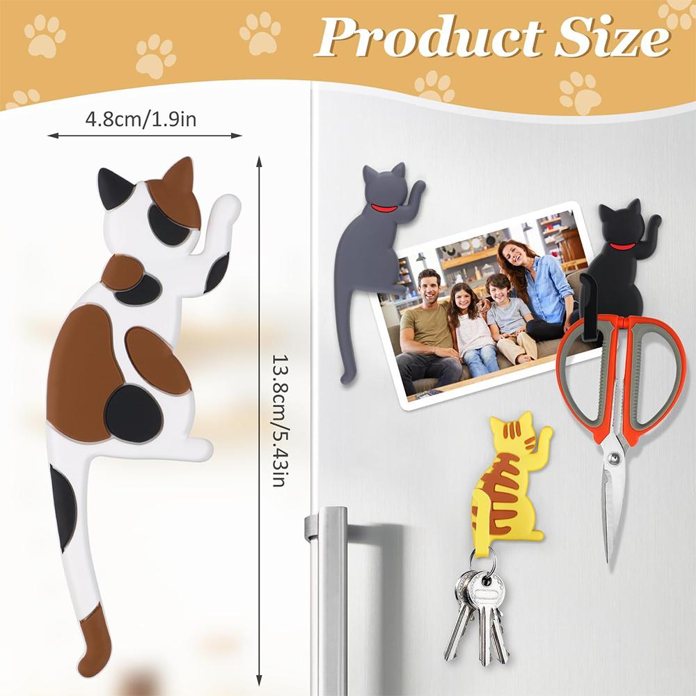 LMETJMA Cat Magnetic Refrigerator Hooks Cute Fridge Magnets Hanging Hook Fridge Magnet Sticker Animal Shaped Key Hanging Hooks