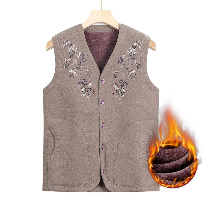 Oma Warme Weste Herbst Winter Plüsch Verdickt Warm Ärmellose Jacke Mittleren Alters Mutter Weste Fleece Westen Große Größe 4XL