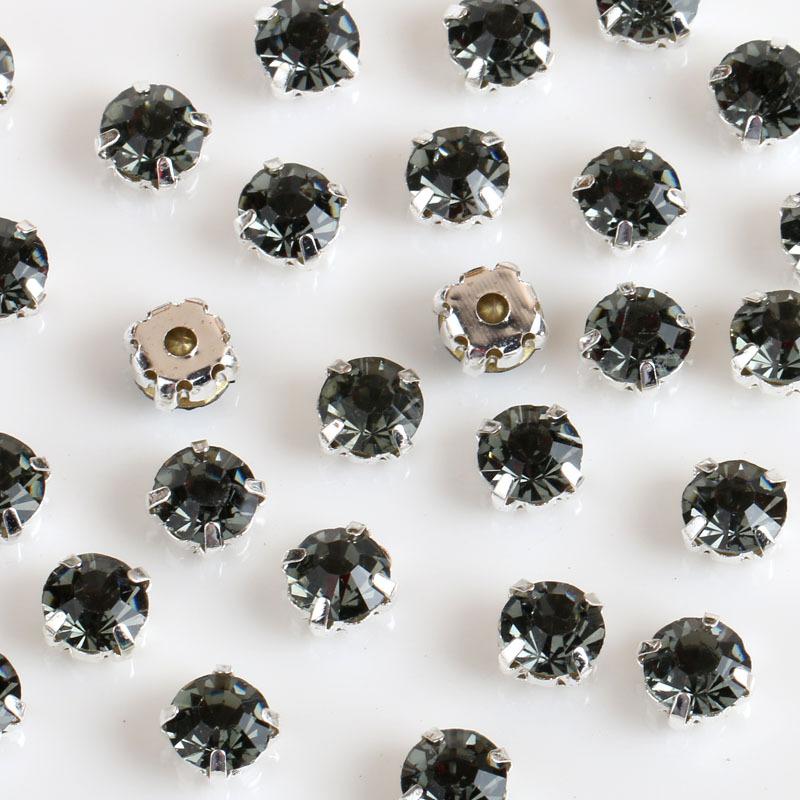 1440pcs Glass Flatback Round Rhinestones with Nickel-Free Metal Base Eco-Friendly Sew-On Stones for Shoes Garments Bags & Hats