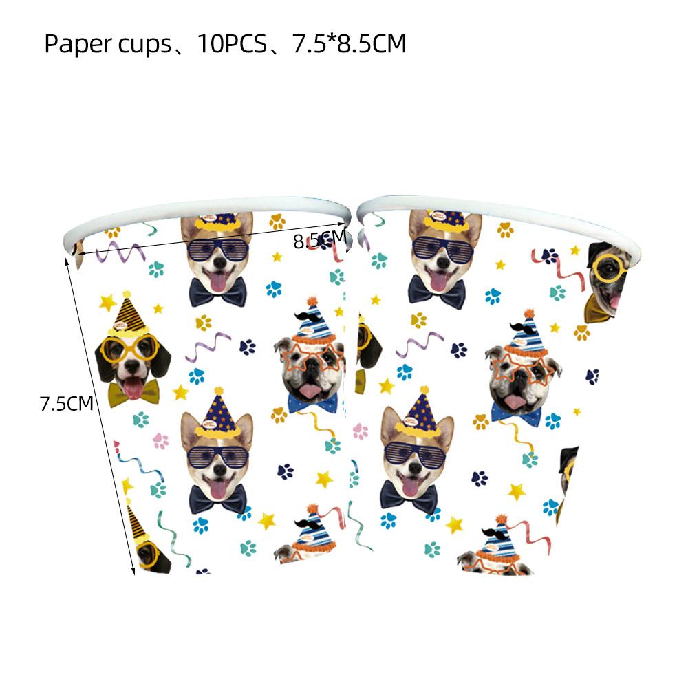 51pcs Dog Theme Tableware Set Including Plates Cups Napkins Tablecloth