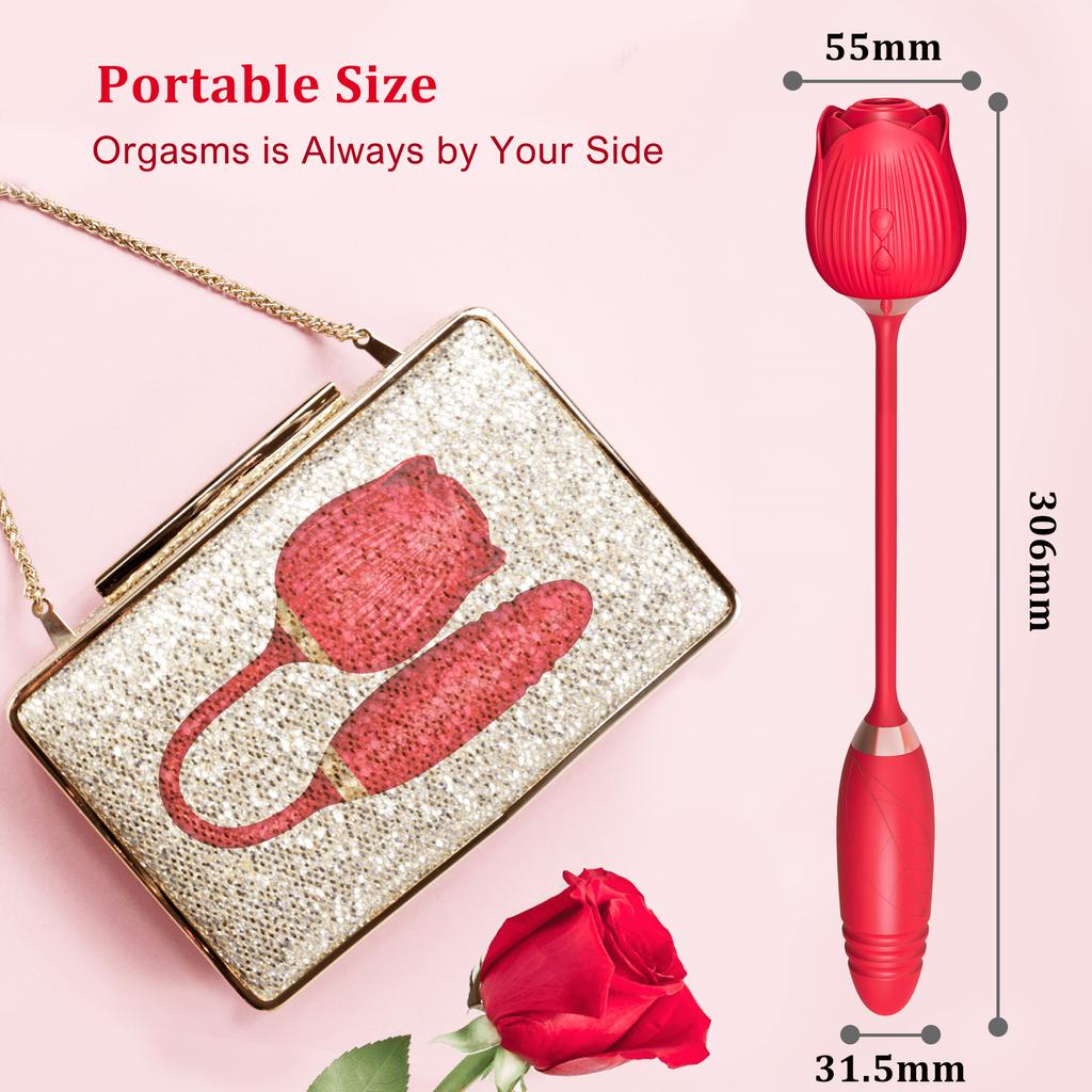 ASGE Rose Toy for Women - 2 In 1 Vibrator and Adult Sex Toys with Vibrating, G Spot Sex Accessories for Adults Couples, Red